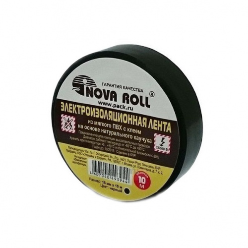 Изолента Nova Roll 19mm x25m х0,15mm черная Изолента Nova Roll 19mm x25m х0,15mm черная